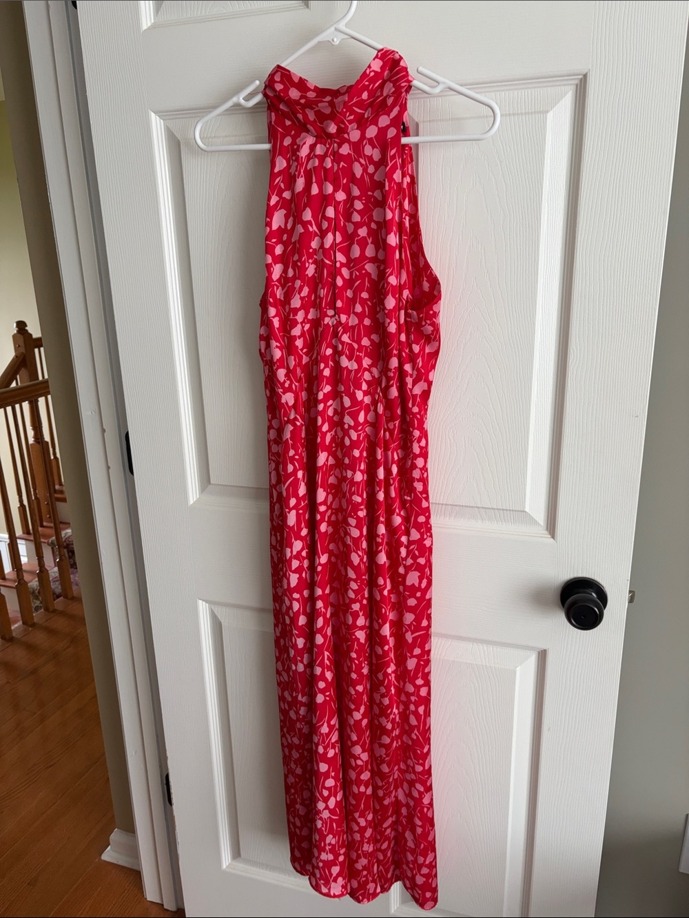 NWT Zara Red Printed Satin Halter Dress